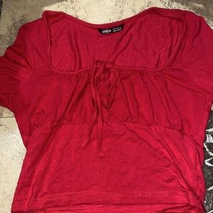 Long sleeve burgundy, ruffle top